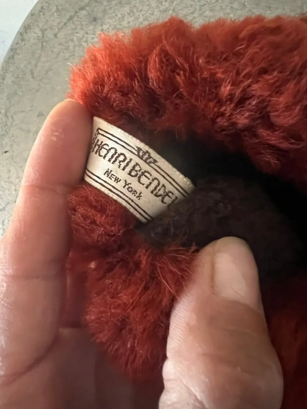 HENRI BENDEL SHEEPSKIN VINTAGE SUEDE TRI COLOR MITTEN GLOVES SZ SMALL